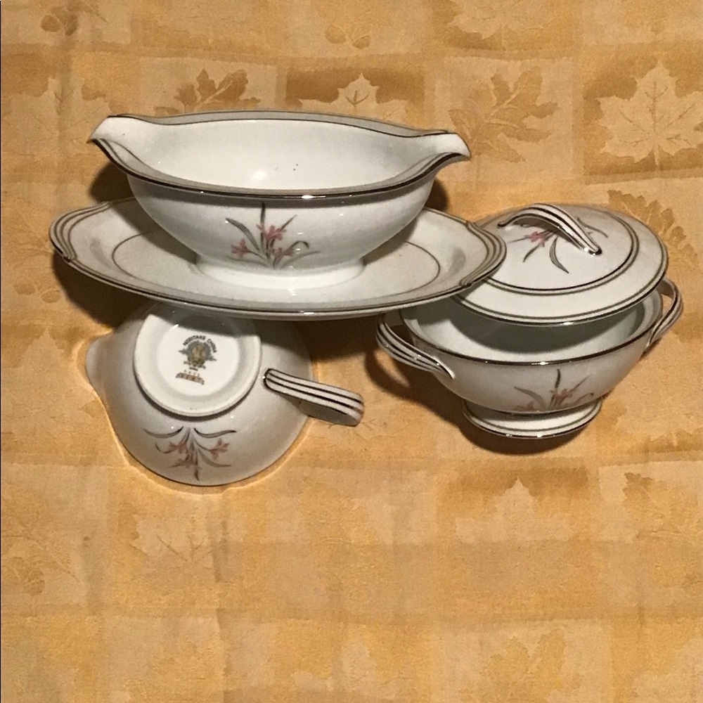 Noritake Kent sugar and creamer and gravy boat